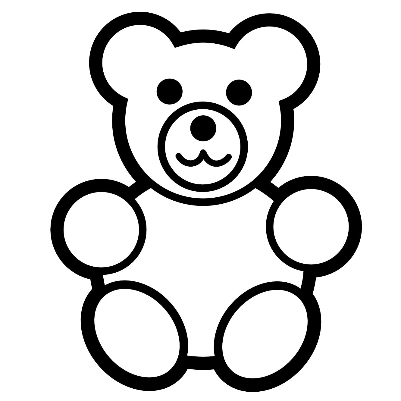 Teddy Bear Icon Black White Line Art Xmas Christmas Stuffed Animal