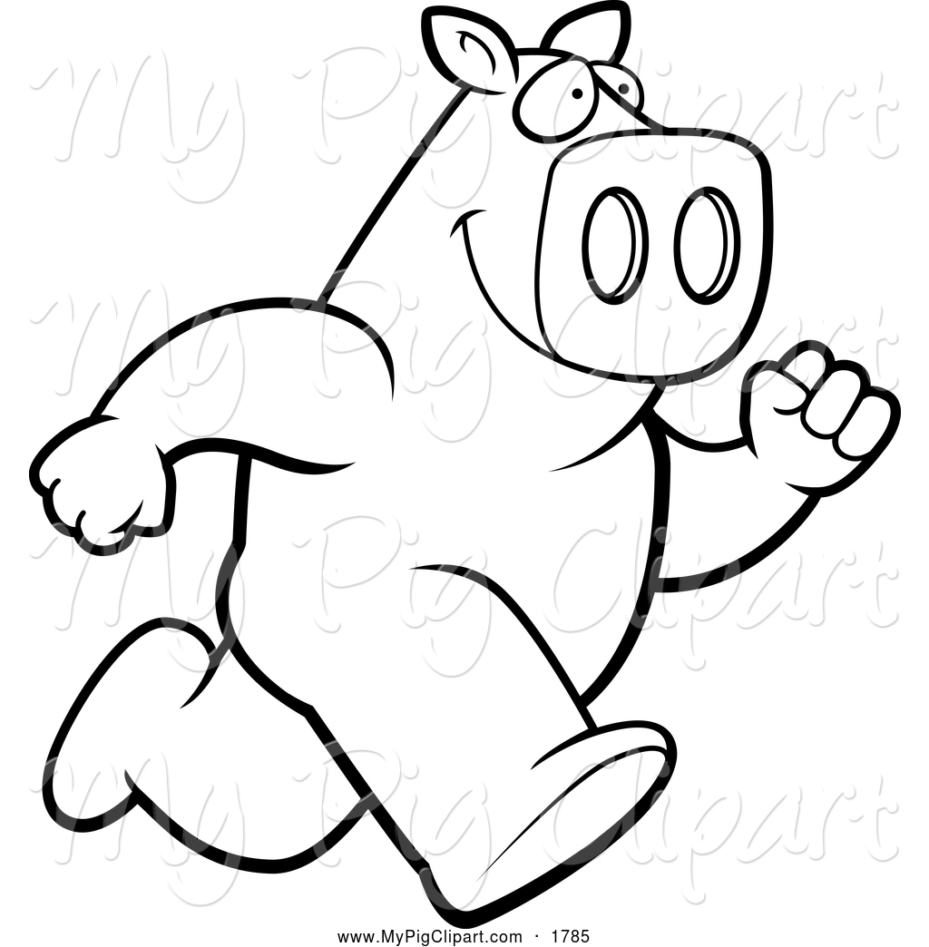 And White Outlined Running Pig Pig Clip Art Cory Thoman