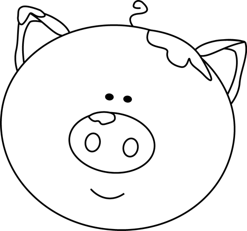 Black And White Pig Face With Mud Clip Art   Black And White Pig Face