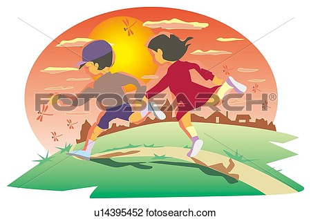 Clip Art   Boy And Girl Going Back To Home  Fotosearch   Search    
