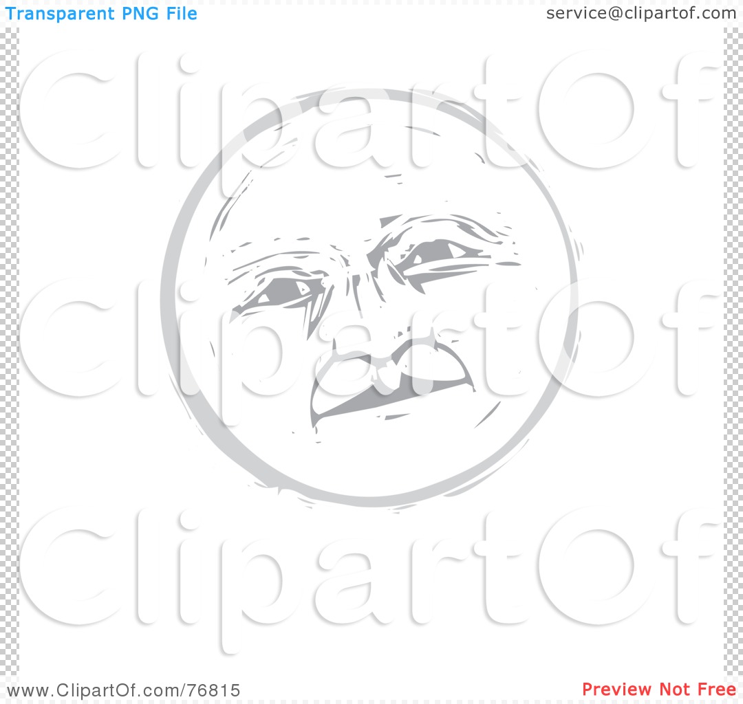 Clipart Illustration Of A Pleasant Gray Full Moon Face By Xunantunich
