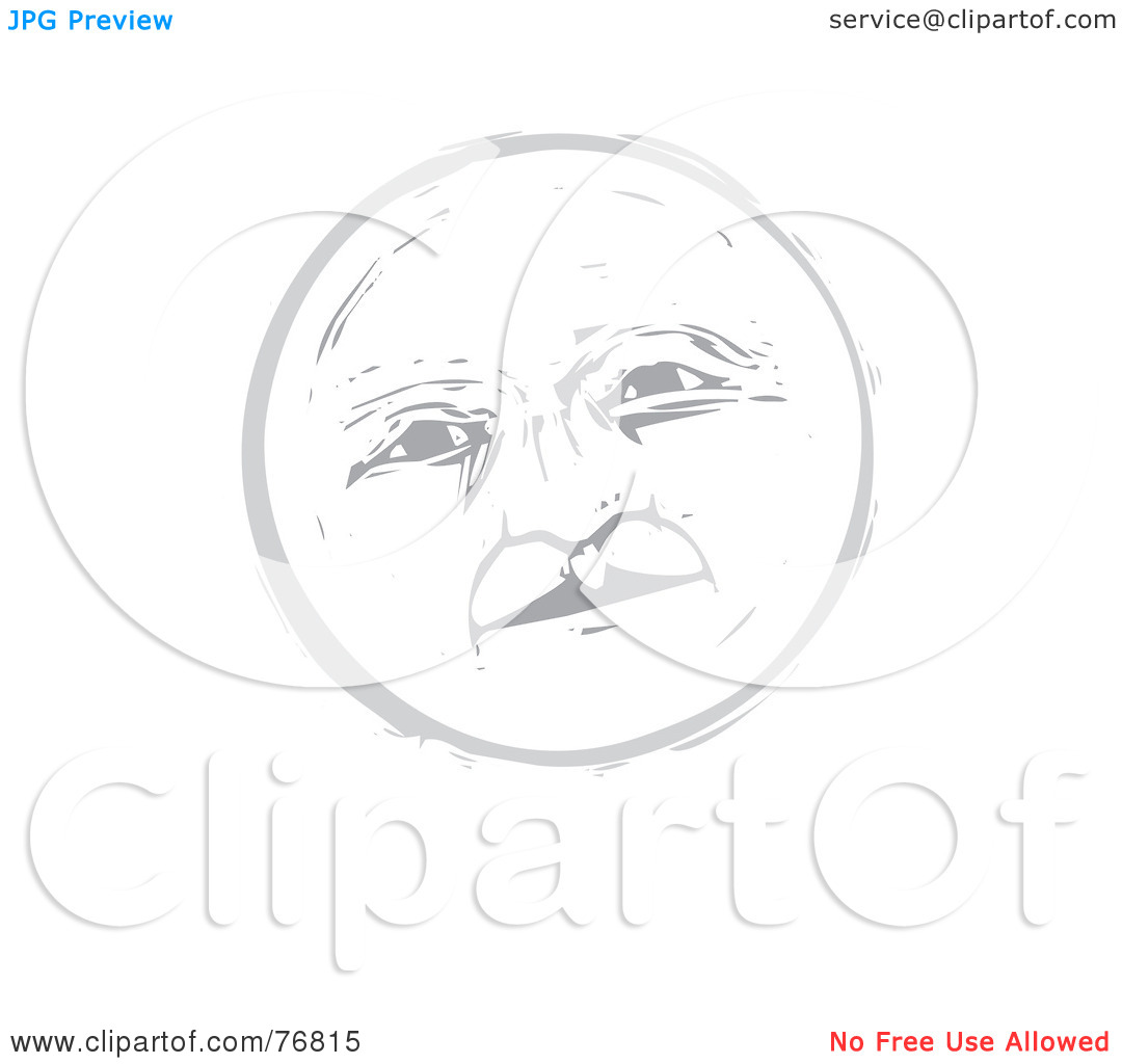 Clipart Illustration Of A Pleasant Gray Full Moon Face By Xunantunich