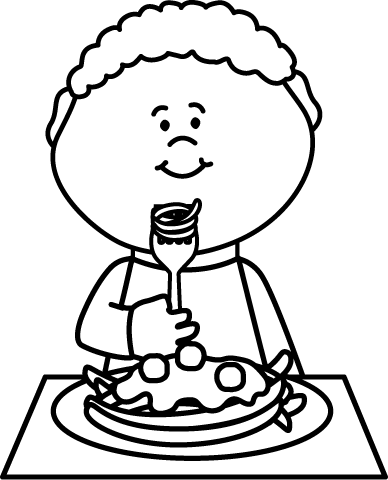 Eating Spaghetti Clip Art   Black And White Boy Eating Spaghetti Image    
