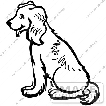 Free Clipart Illustration Of A Happy Sitting Dog In Black And White