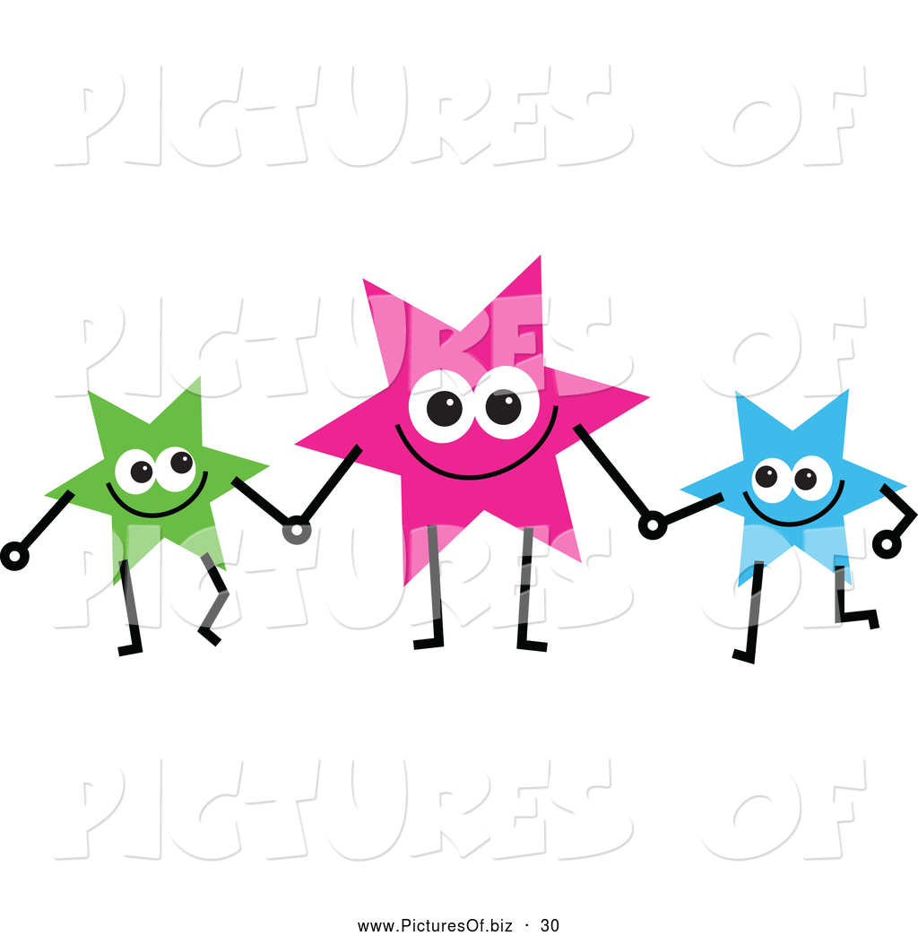 Friendly Team Of Colorful Stars Holding Hands Clip Art Prawny