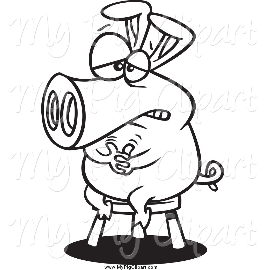Royalty Free Swine Clip Art Of A Black And White