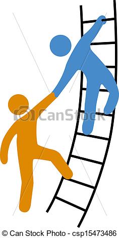 Vector Of People Helping Join Up Ladder   Person Helping Friend Or