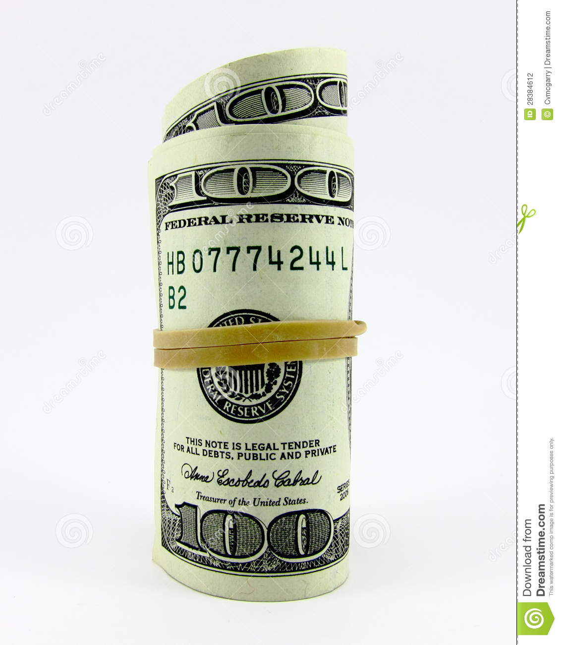 100 Dollar Bill Roll Stock Photography   Image  28384612