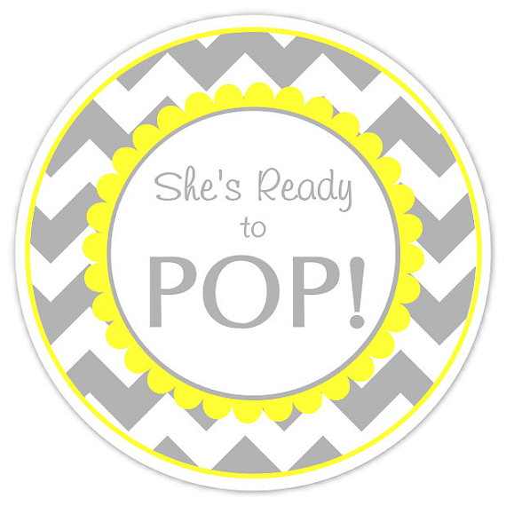 Baby Shower Ready To Pop Labels Gray Chevron And Yellow Ready To Pop