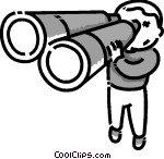 Boy Looking Through Binoculars Vector Greyscale Conversion