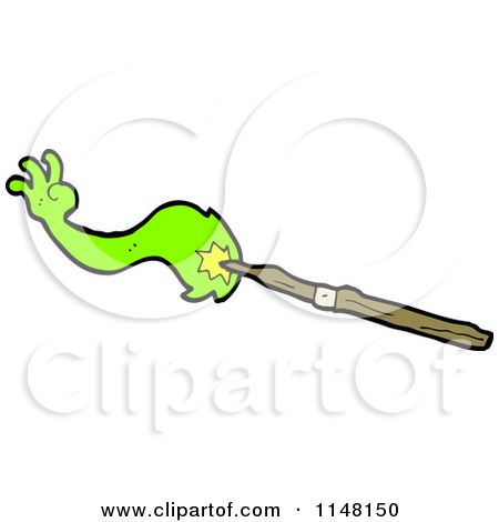 Cartoon Of A Magic Wand Casting A Spell   Royalty Free Vector Clipart    