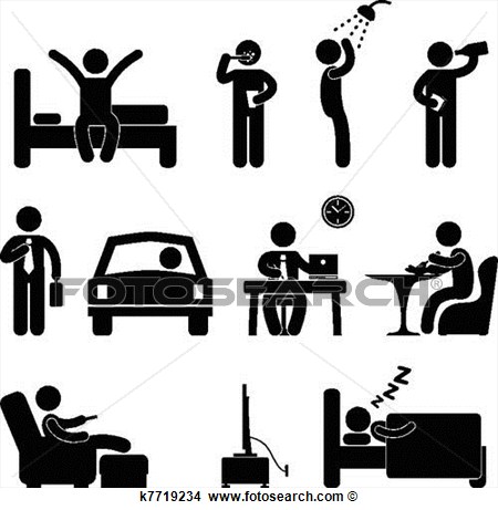 Clipart   Man Daily Routine People Icon Sign  Fotosearch   Search Clip