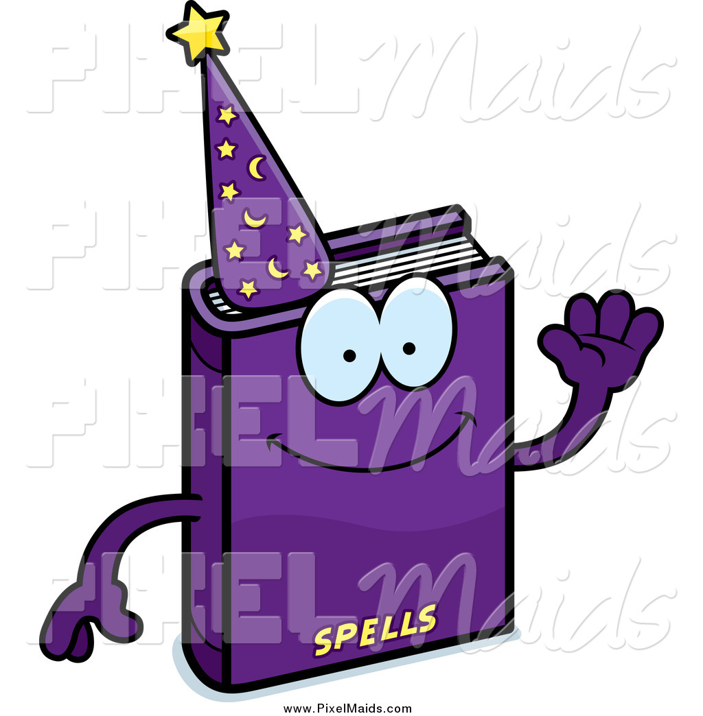 Clipart Of A Waving Purple Magic Spell Book Mascot By Cory Thoman