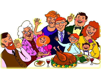 Family Animations Eating Thanksgiving Dinner