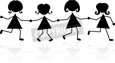 Group Of Little Girls In Silhouette Stock Photo   Stockpodium   Image