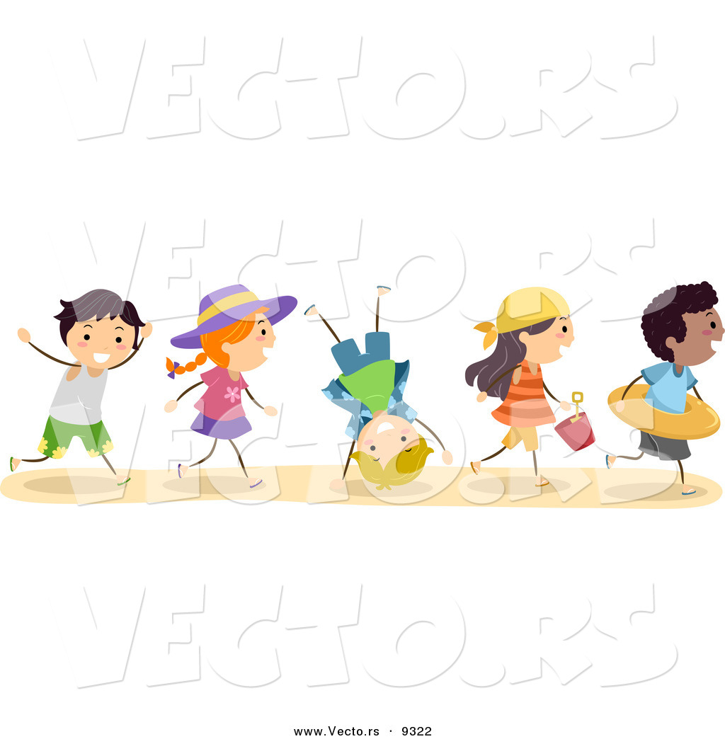 Larger Preview  Vector Of A Excited Diverse Group Of Kids Running To