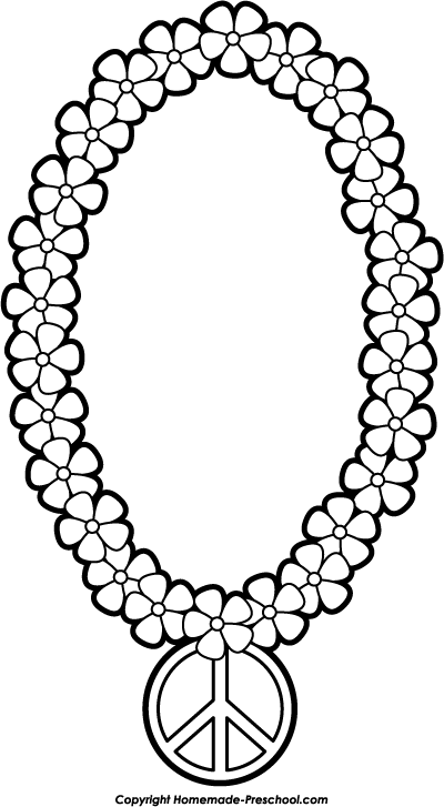 Necklace Clipart Black And White  Peace Flower Necklace