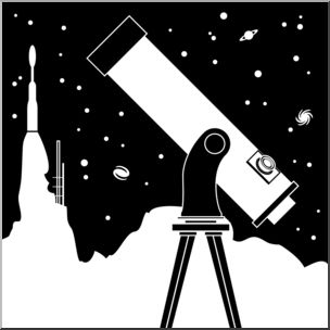 Of 1 Science Illustration Science Astronomy Clip Art Black And White
