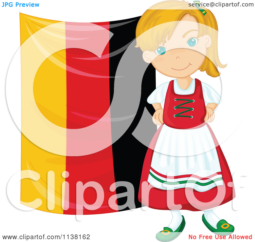 Of A German Girl By A Flag   Royalty Free Vector Clipart By Colematt