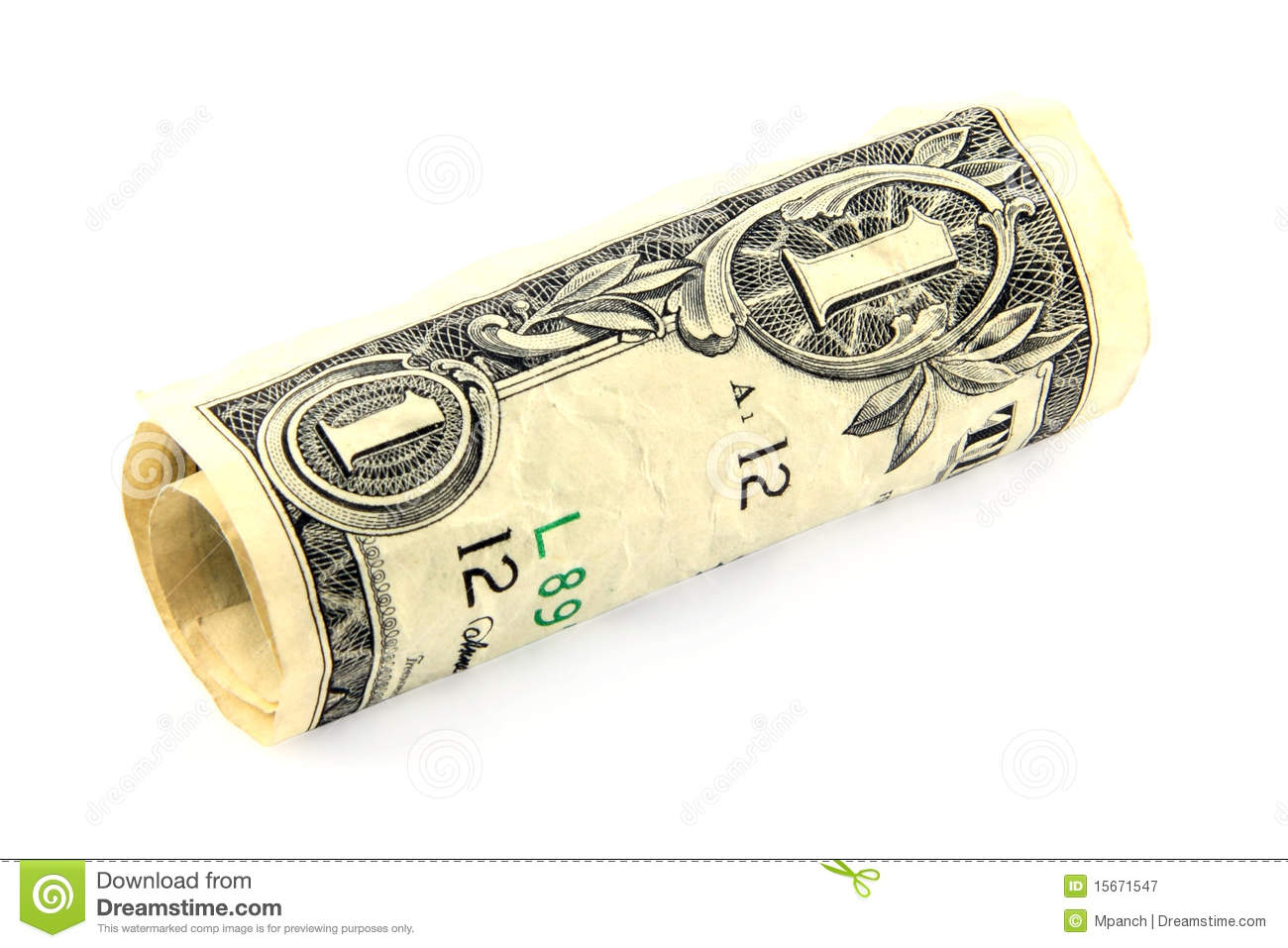 Rolled Dollar Bill Royalty Free Stock Photography   Image  15671547