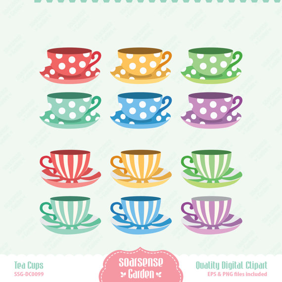 Tea Cups Digital Clipart