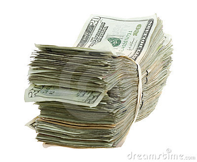 Twenty Dollar Bills Stacked And Banded Together Stock Photography    