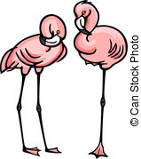Two Flamingos   Two Pink Flamingoes Standing Together With
