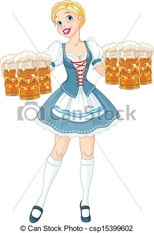 Vector Clipart Of Oktoberfest Girl   Illustration Of Funny German Girl