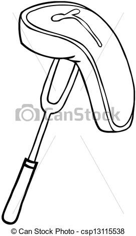 Vector   Outlined Fork With Steak   Stock Illustration Royalty Free
