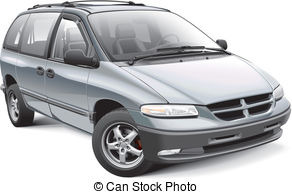 American Family Minivan   Detail Vector Image Of American