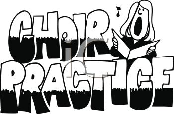 Black And White Choir Practice Banner   Royalty Free Clipart Picture