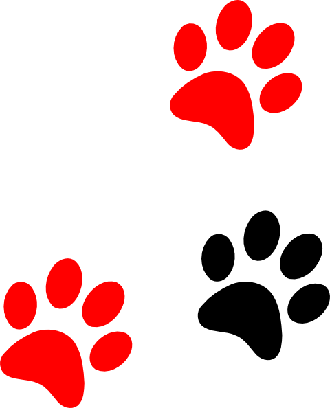 Black Red Paw Print Clip Art At Clker Com   Vector Clip Art Online