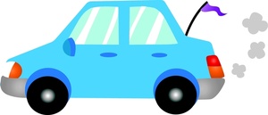 Car Clipart Image   Small Blue Sedan Cartoon Car With Puffs Of Smoke