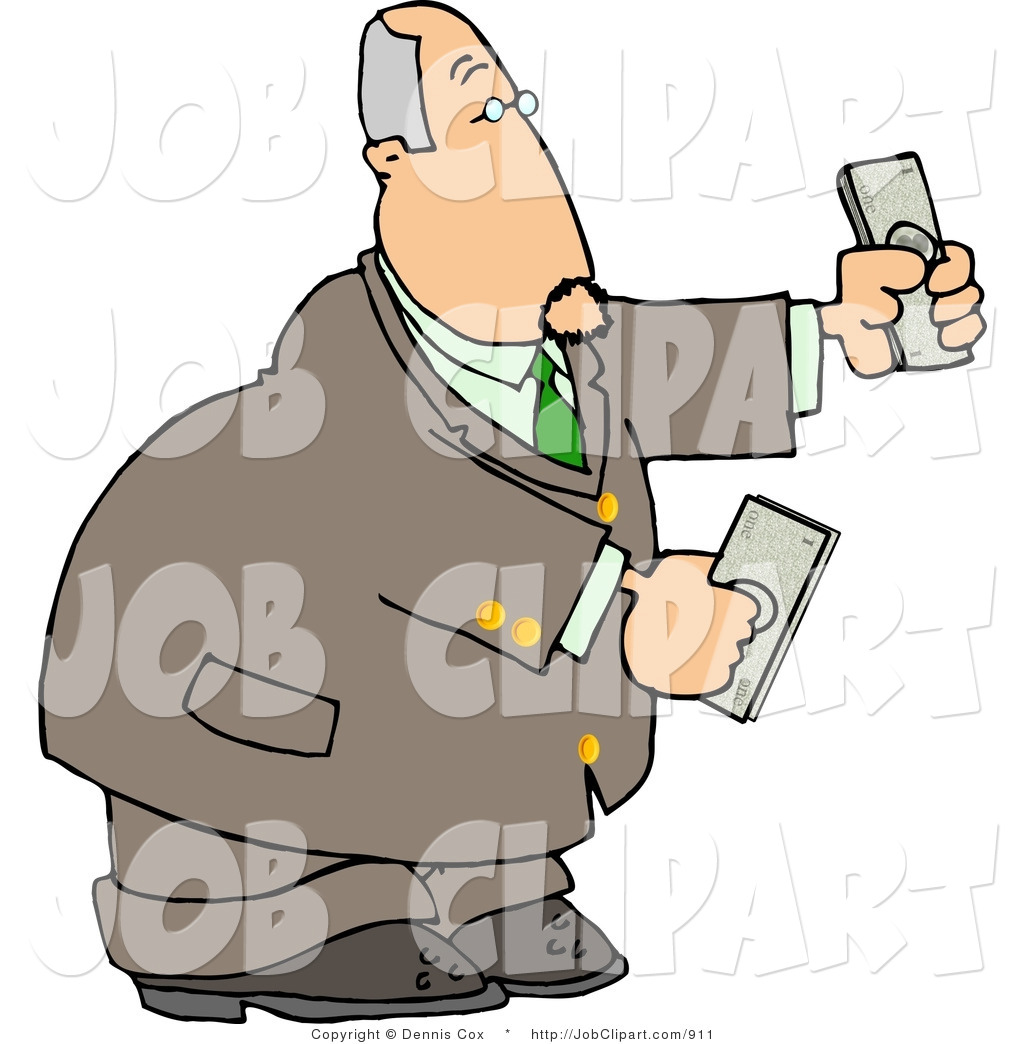 Cash Money Clipart Job Clip Art Of A Rich Banker Businessman Holding