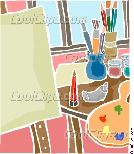 Clip Art Painting Tools   Clip Art Artist S Easel With Paint Painting    