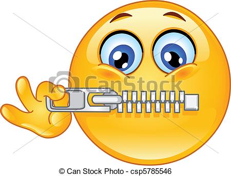 Clip Art Vector Of Zipper Emoticon   Emoticon Zipping His Mouth