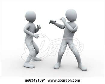 Clipart 3d Illustration Of Man Posing And Fighting With Another Person