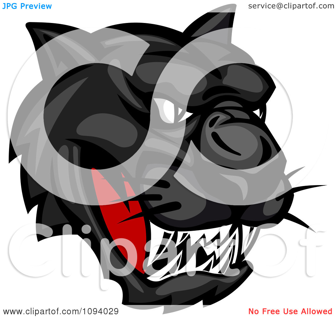 Clipart Fierce Black Panther Face Royalty Free Vector Illustration
