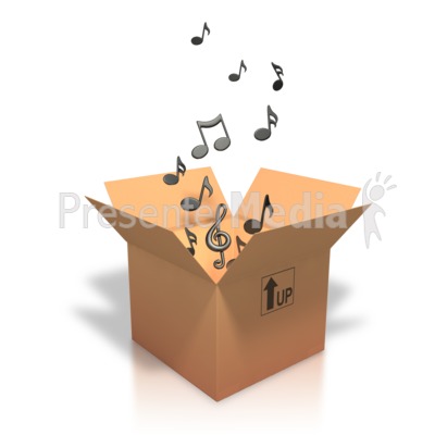 Music Notes Coming Out Of Box   Signs And Symbols   Great Clipart For