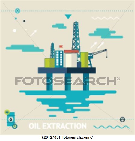 Oil Offshore Platform Extraction Modern Flat Design Template Vector