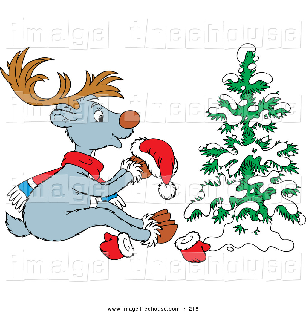 Reindeer In Snow Clipart Clipart Of A Cute Gray