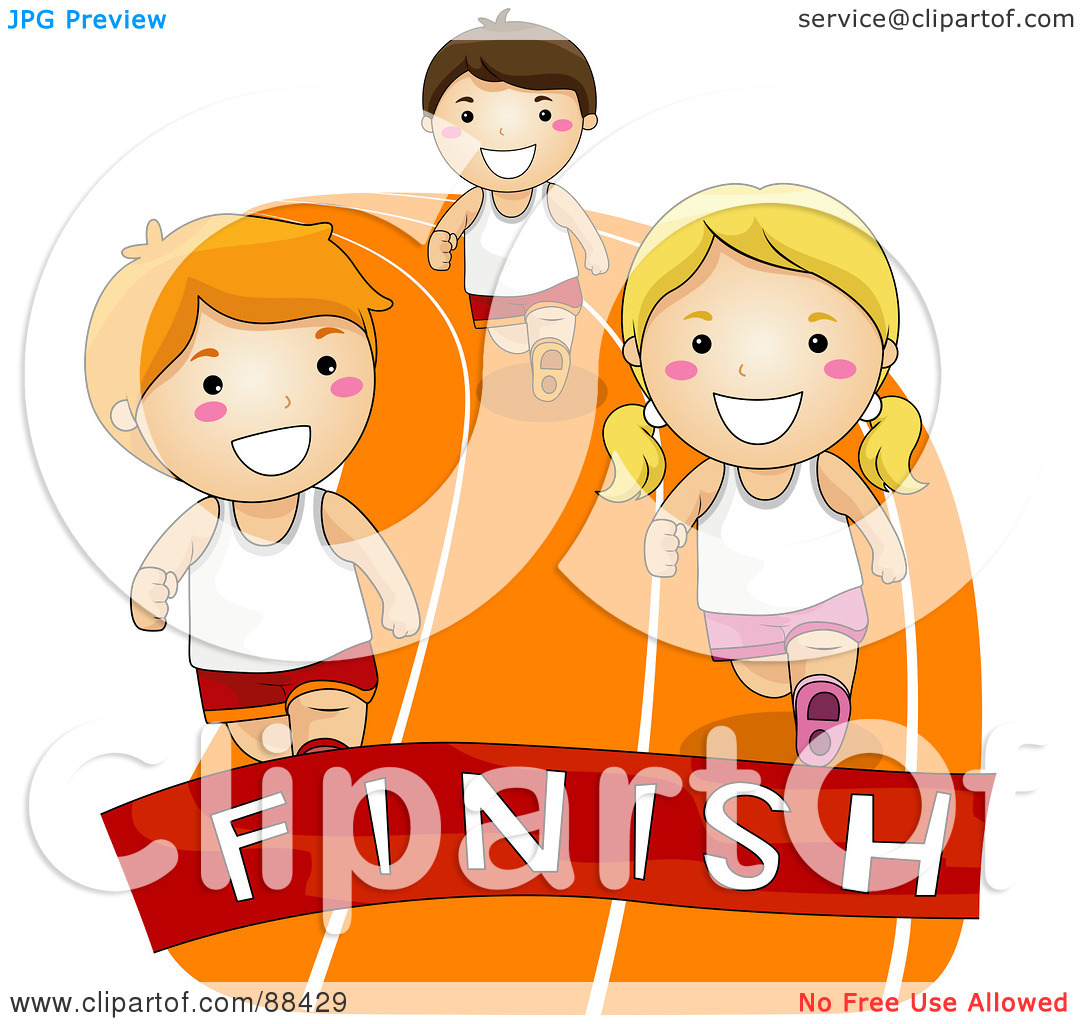 Royalty Free  Rf  Clipart Illustration Of Boys And Girls Racing To A