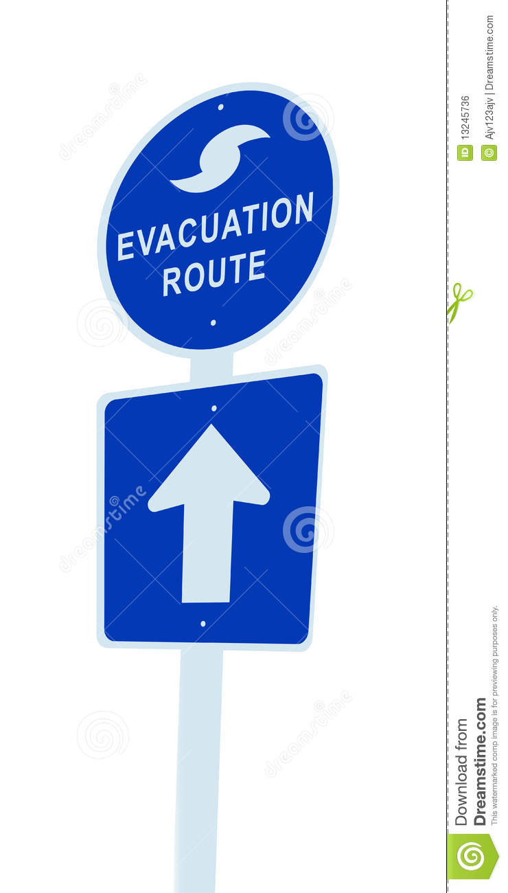 This Image Is A Hurricane Evacuation Sign Showing On A White