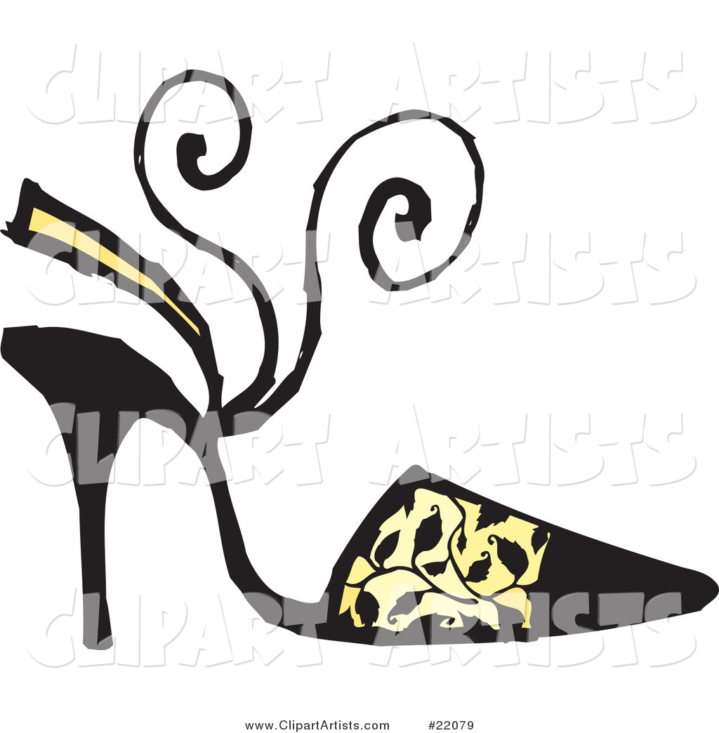 Vector  22079   Woman S Black High Heel Shoe With A Sandal Heel Strap