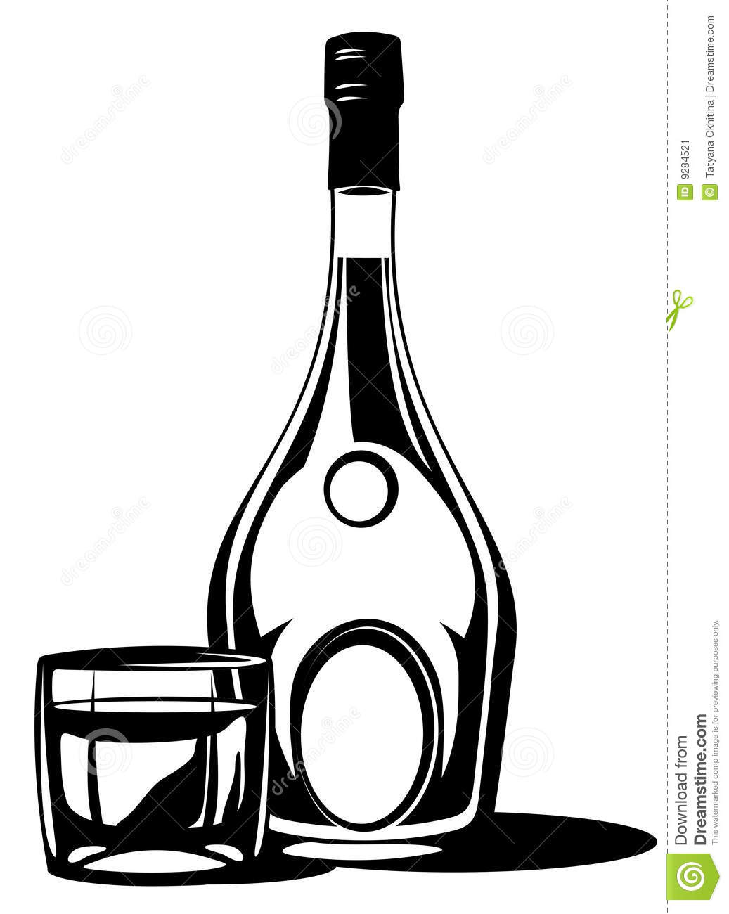 Whiskey Bottle And Glass Isolated On A White Background