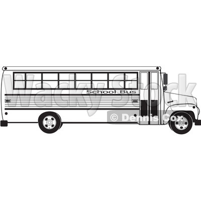 Clipart Illustration Of A Black And White Profiled School Bus   Djart