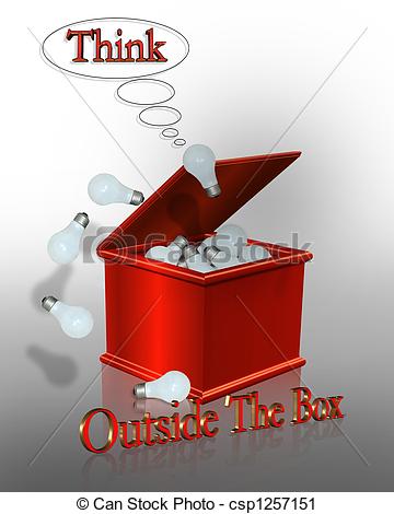 Clipart Of Think Outside The Box   3 Dimensional Illustration For