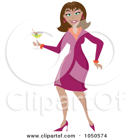 Clipart Silhouetted Lady Sipping A Cocktail And Sitting   Royalty Free