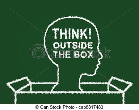 Drawings Of Think Outside The Box   Illustration Of A Green Board With