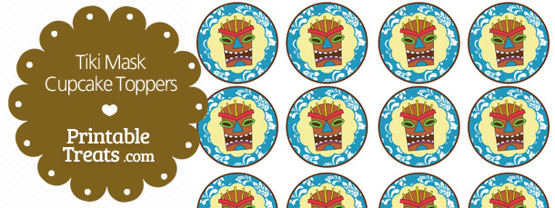 Free Printable Blue Tiki Mask Cupcake Toppers